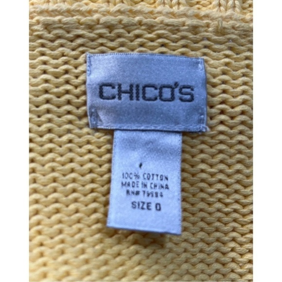 Chico's 0 Sz S Yellow 100% Cotton Chunky Cardigan Sweater Womens - Picture 5 of 6